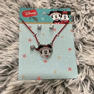 𝅺mickey Santa Christmas Necklace and Earrings set